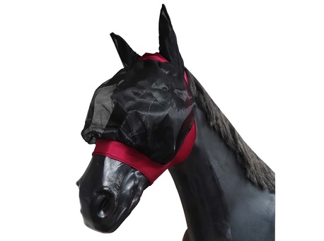 WAHSLTEN STRETCH FLY MASK WITH EARS, BURGUNDY